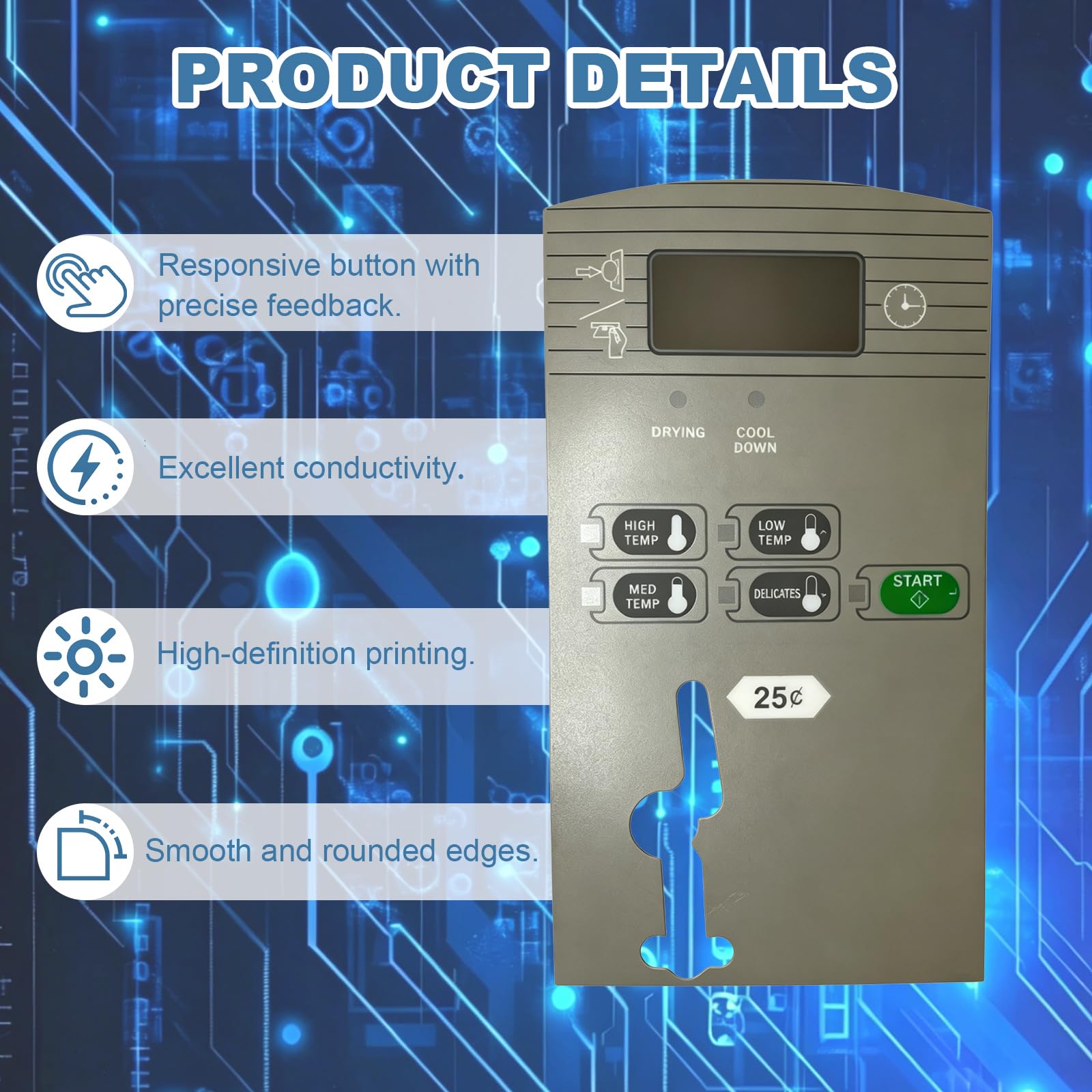 70258101 Membrane Switch Keypad for Huebsch HTT30N BC Dryer 副图