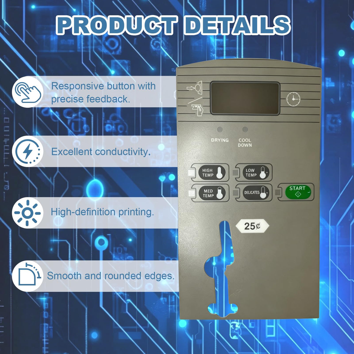 70258101 Membrane Switch Keypad for Huebsch HTT30N BC Dryer