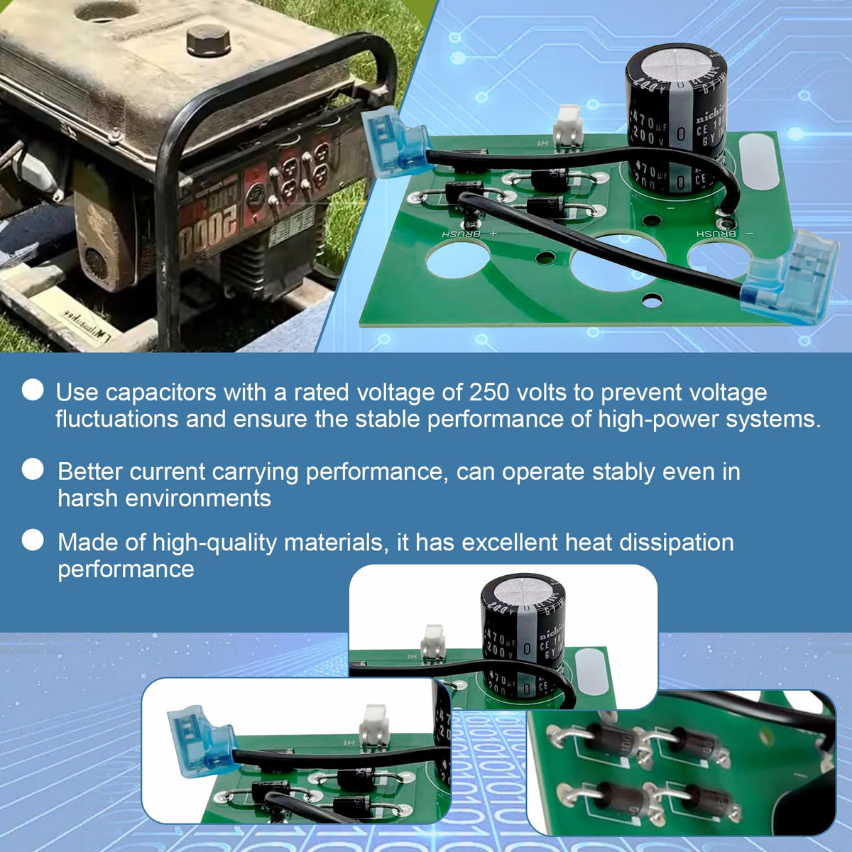 0063525 Generator Bridge Rectifier & Capacitor Board for Coleman Powermate Generator Models PL0495503 PM0435000 PM0435251
