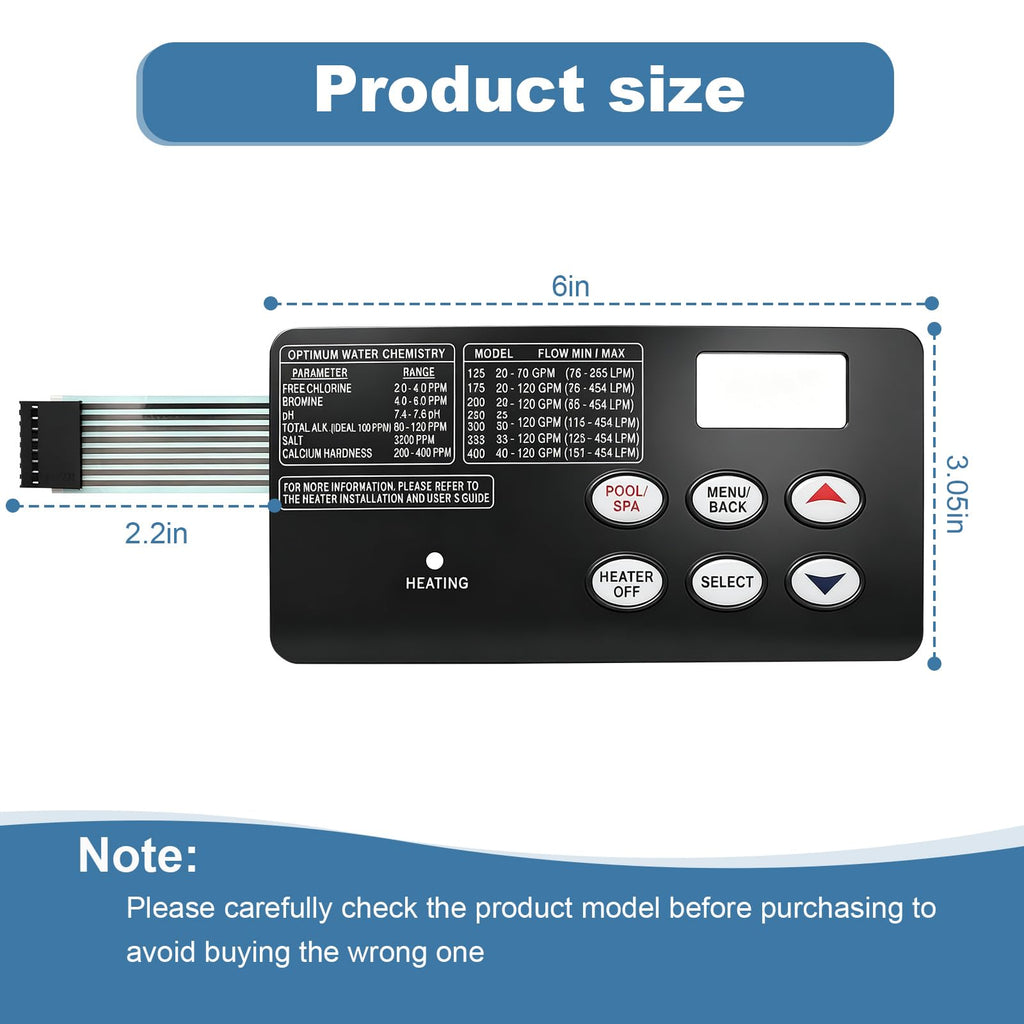 461106 476199 Switch Membrane Pad for Mastertemp And Sta-RiteMax-E-Therm Pool and SPA Heater Electrical System