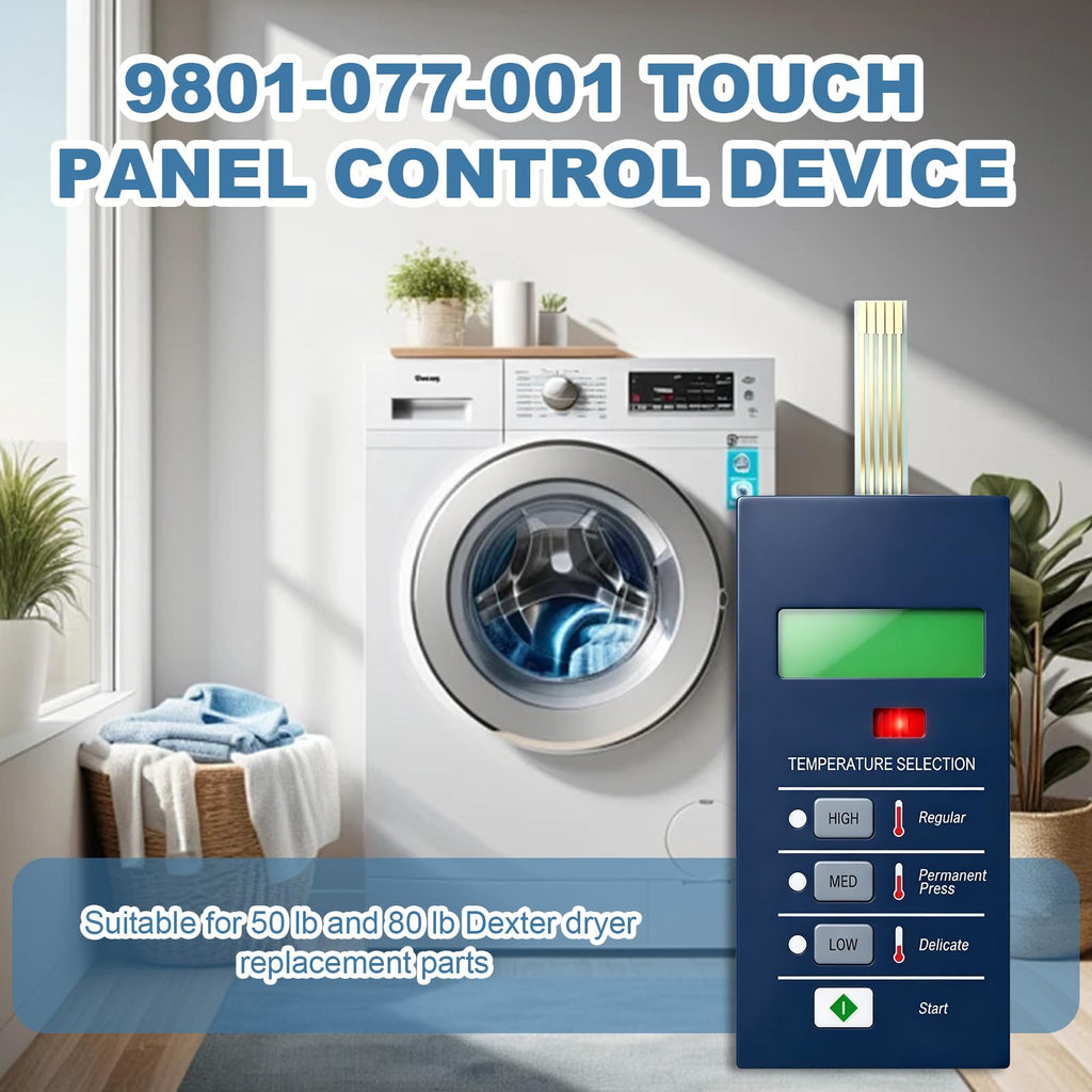 9801-077-001 Touchpad Control Panel for Dexter Dryer Blue 50Lb/80Lb