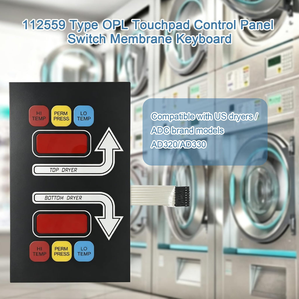 112559 Dryer Touch Pad Control Panel for ADC AD320 AD330 Commercial Dryer, Laundry Dryer