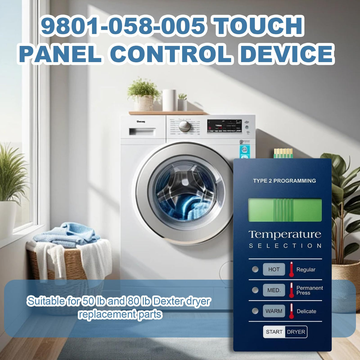 9801058005 Dryer Touch Control Panel for Damaged Broken Dryer