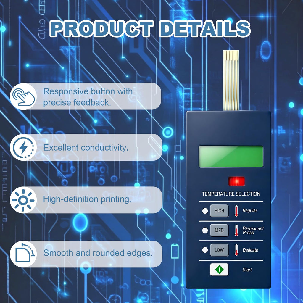 9801-077-001 Touchpad Control Panel for Dexter Dryer Blue 50Lb/80Lb