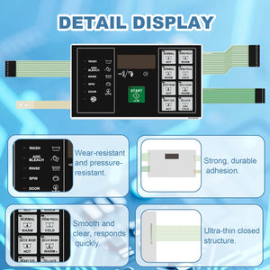 F0231582-03P Washer Membrane Control Panel, Flexible Touch Keypad Replacement for Alliance Commercial Washer