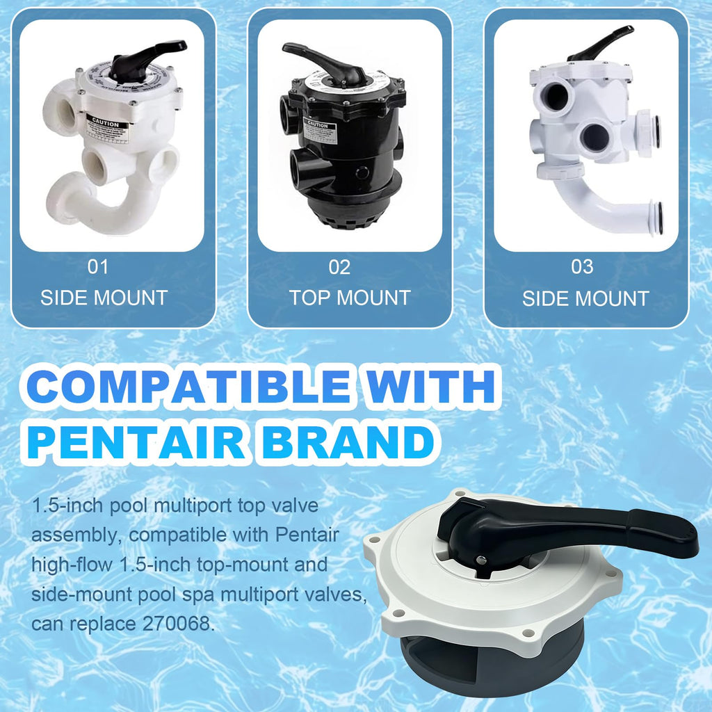 270068 1.5-inch pool multi-functional valve top assembly for Pentair HiFlow top-mounted and side-mounted valves