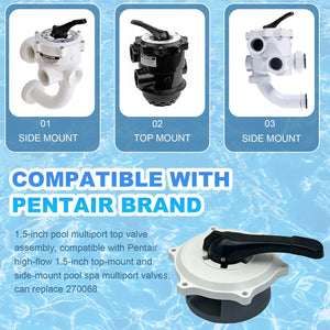 270068 1.5-inch pool multi-functional valve top assembly for Pentair HiFlow top-mounted and side-mounted valves