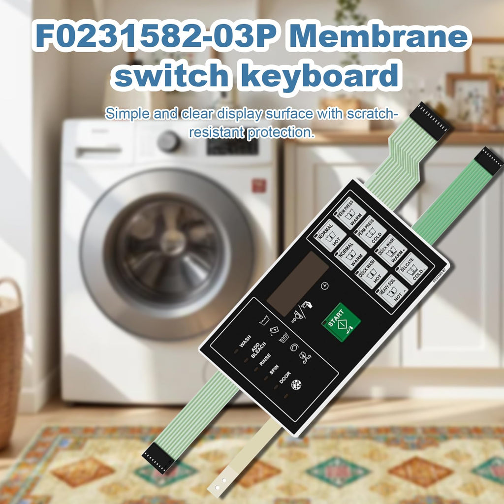 F0231582-03P Washer Membrane Control Panel, Flexible Touch Keypad Replacement for Alliance Commercial Washer