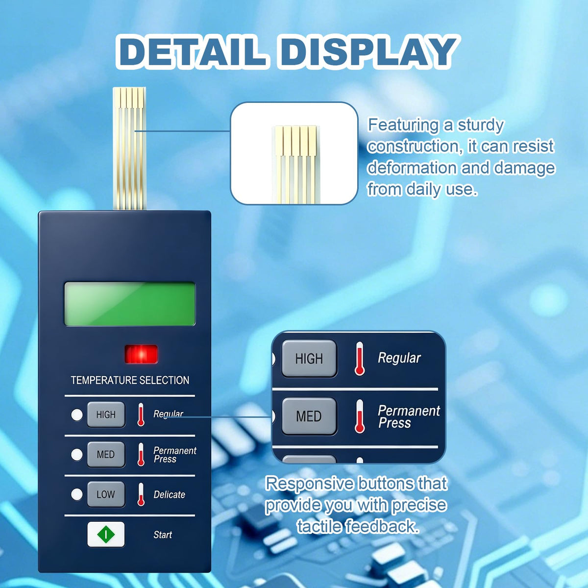 9801-077-001 Touchpad Control Panel for Dexter Dryer Blue 50Lb/80Lb