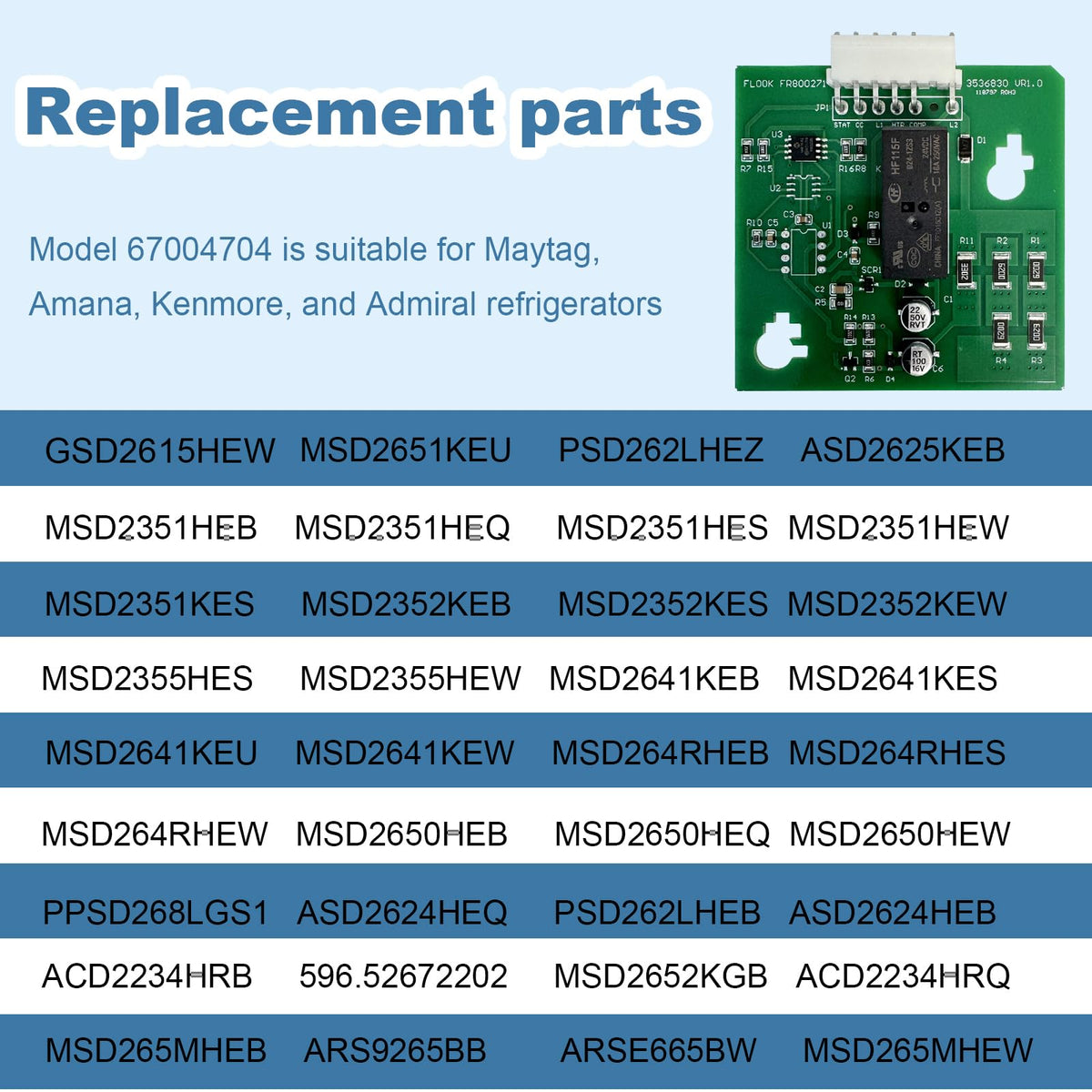 67004704 Refrigerator Adaptive Defrost Board Replacement for WP67004704 W11227239 12002495 67003375