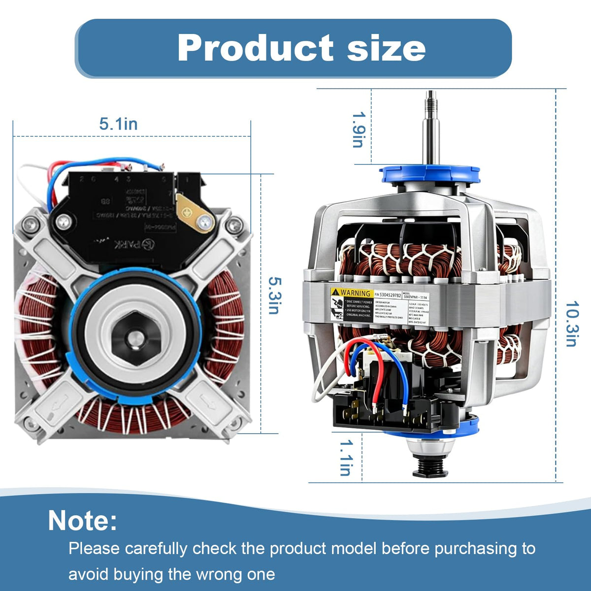 5304529782 Dryer Motor Assembly With Pulley for Frigidaire, Electrolux, Kenmore Dryers