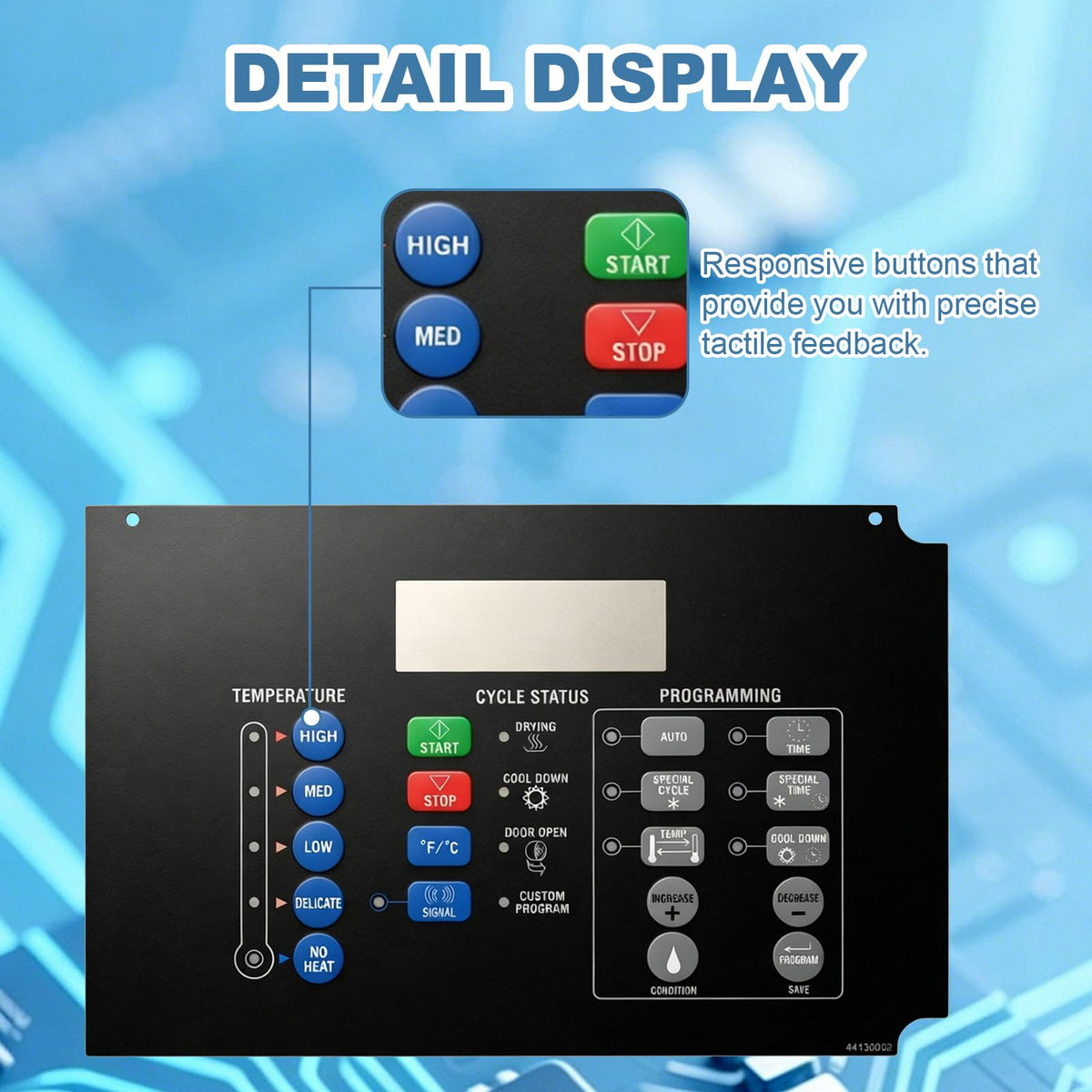 44130002 Touchpad Control Panel for Alliance Laundry Keypad