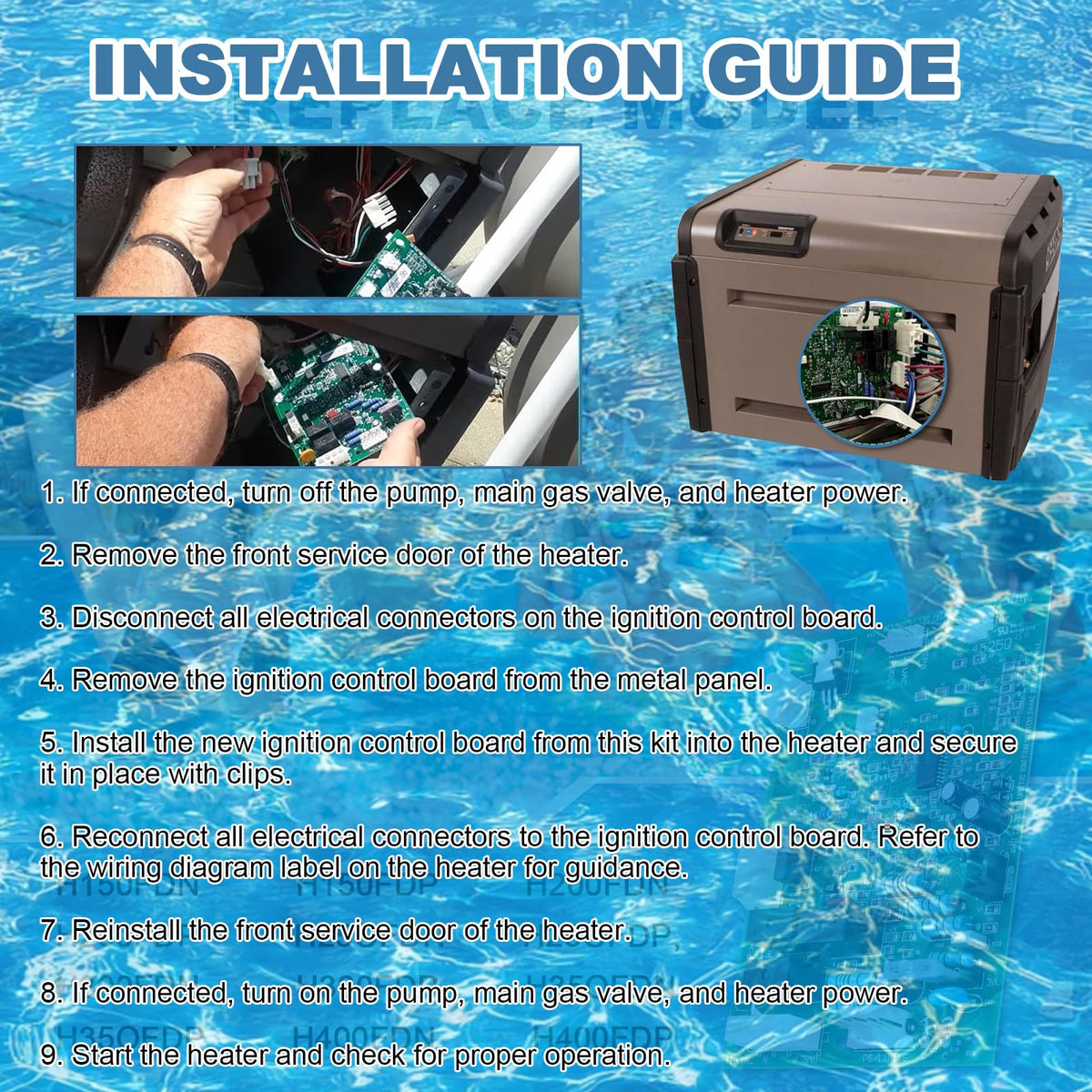 FDXLICB1930 integrated control board kit ,H series low-nitrogen swimming pool heaters such as H150FDN/H200FDN