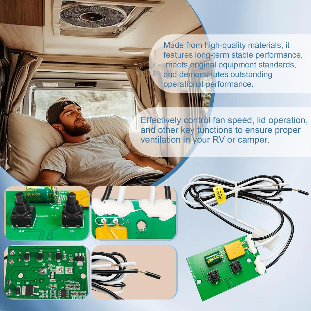 10-04301K-V16 Printed Circuit Board and Switch for MaxxFan roof vents 10B04301K, 10A04301K, 4201KW, 4251KW, 4301K
