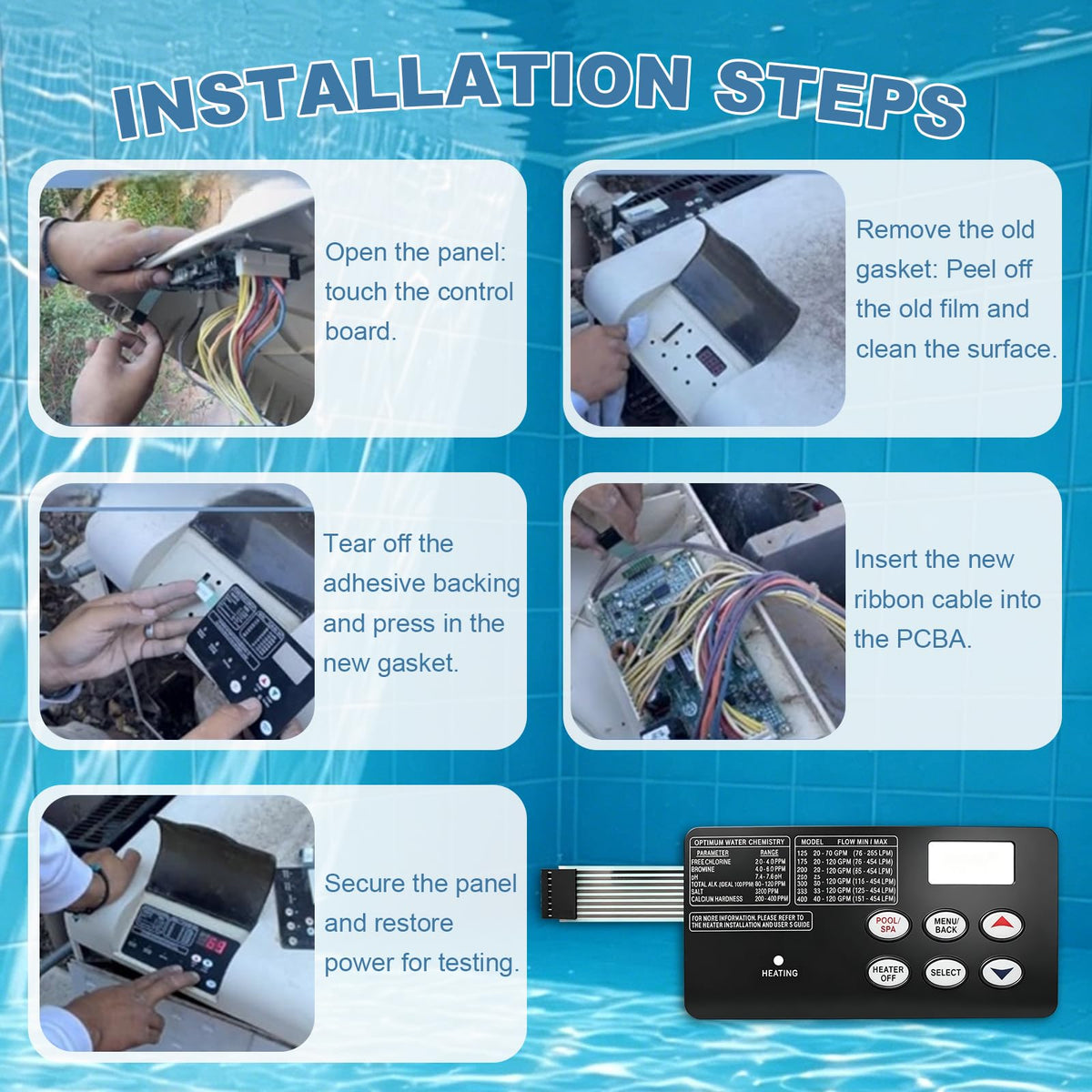461106 476199 Switch Membrane Pad for Mastertemp And Sta-RiteMax-E-Therm Pool and SPA Heater Electrical System