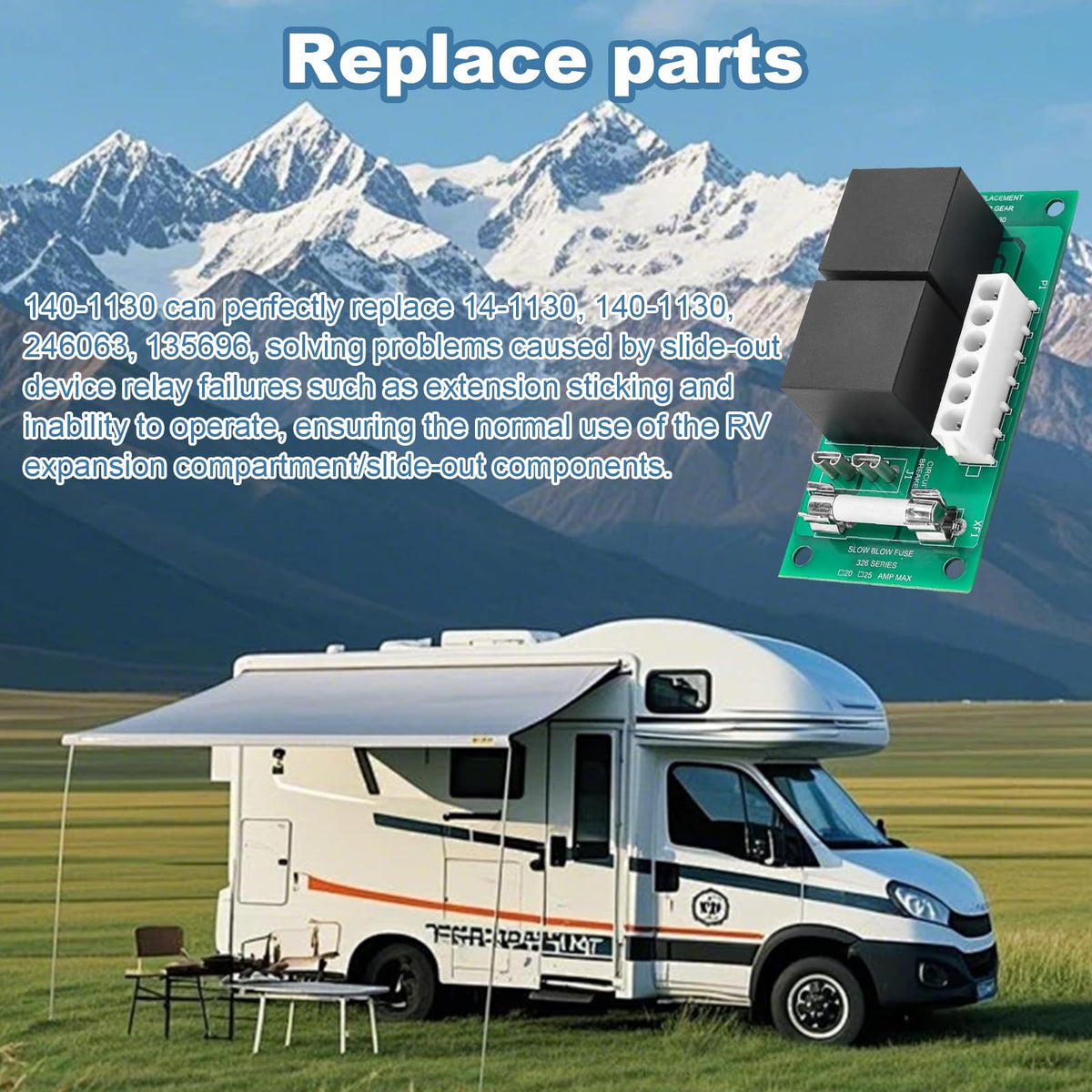 140-1130 RV Slide Relay Board,Power Gear Slide Out Relay Controller for RV Power Gear 14-1130, 14-1096, 246063, 368859, 135696